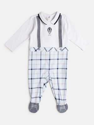 Boys Light Blue Knitted Leg Opening Baby Suit